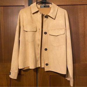 Faux suede button up jacket